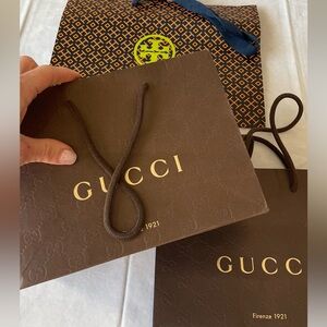 Gucci and Tory Burch paper shopping bag bundle